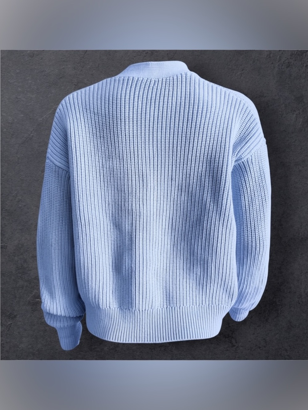Quince Organic Cotton Fisherman Cardigan Oversized Sweater Sky Blue Size XS - Picture 4 of 9